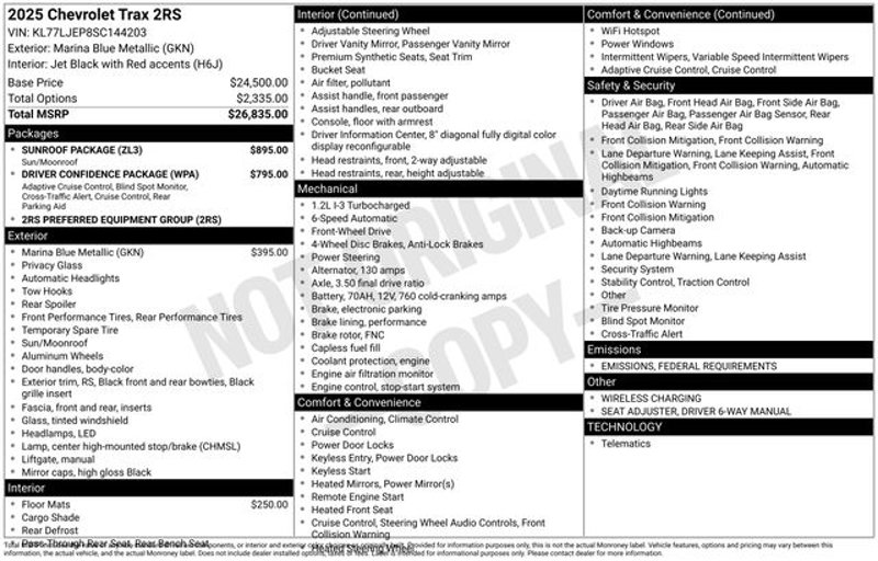 New 2025 Chevrolet Trax RS w/ Sunroof Package image 1