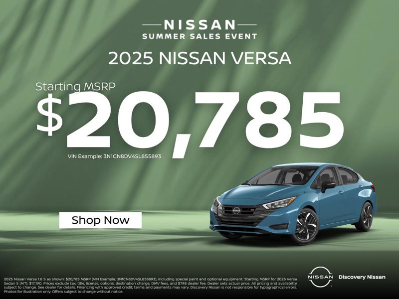 New 2025 Nissan Versa S w/ Trunk Package image 1