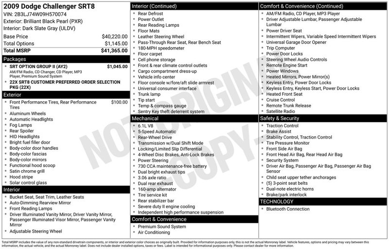 Used 2009 Dodge Challenger SRT8 w/ SRT Option Group II image 1