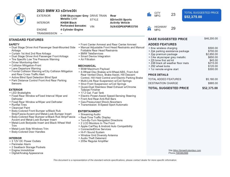 Used 2023 BMW X3 sDrive30i w/ Premium Package image 1