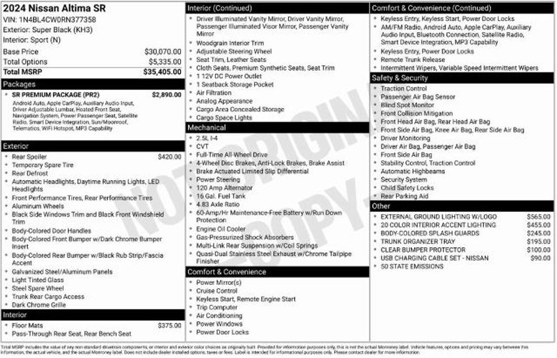 Certified 2024 Nissan Altima 2.5 SR w/ SR Premium Package image 1