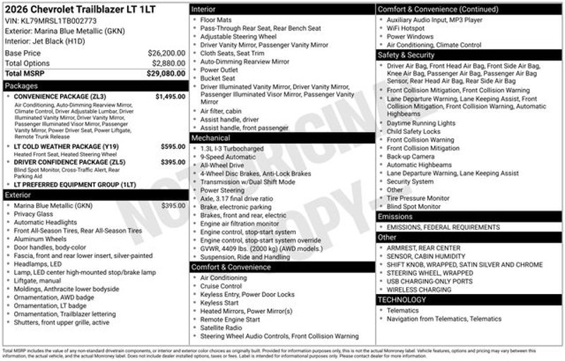 New 2026 Chevrolet TrailBlazer LT w/ Convenience Package image 1