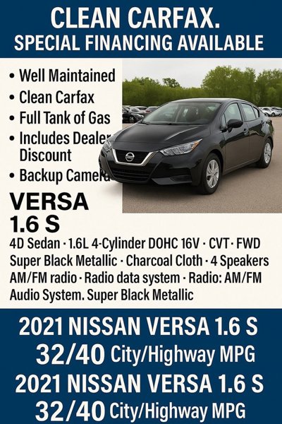 Used 2021 Nissan Versa S image 1