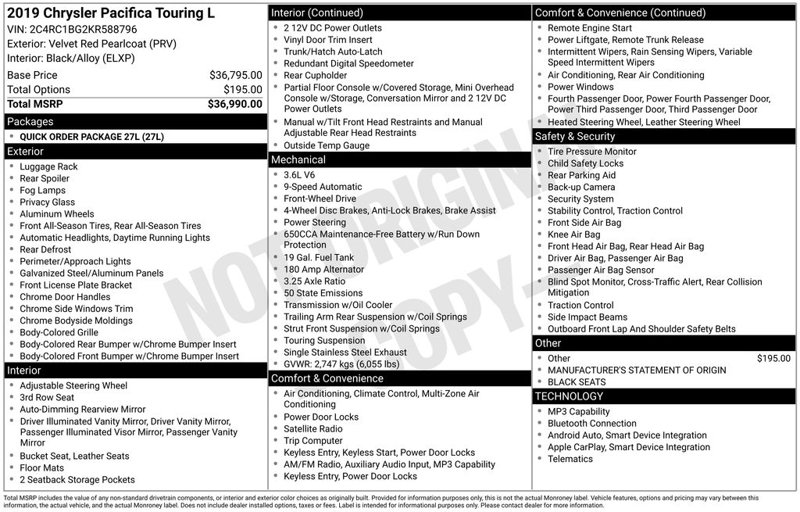 Used 2019 Chrysler Pacifica Touring-L image 1