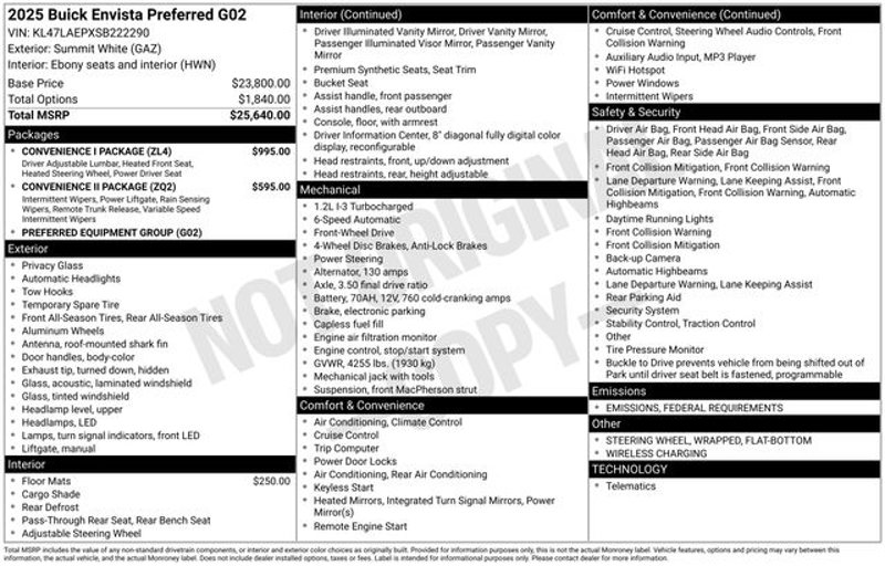 New 2025 Buick Envista Preferred w/ Convenience I Package image 1